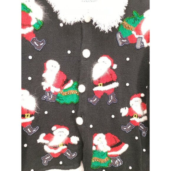 Philip &‎ Jane Gordon Santa Sweater Large Black With Removable Collar & Shoulder - Picture 6 of 9